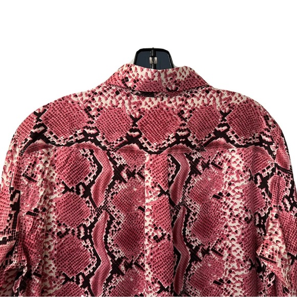 NEW Pure Amici Red Snakeskin 100% Silk Long Sleeve Blouse Luxury Boutique Brand - Picture 5 of 6